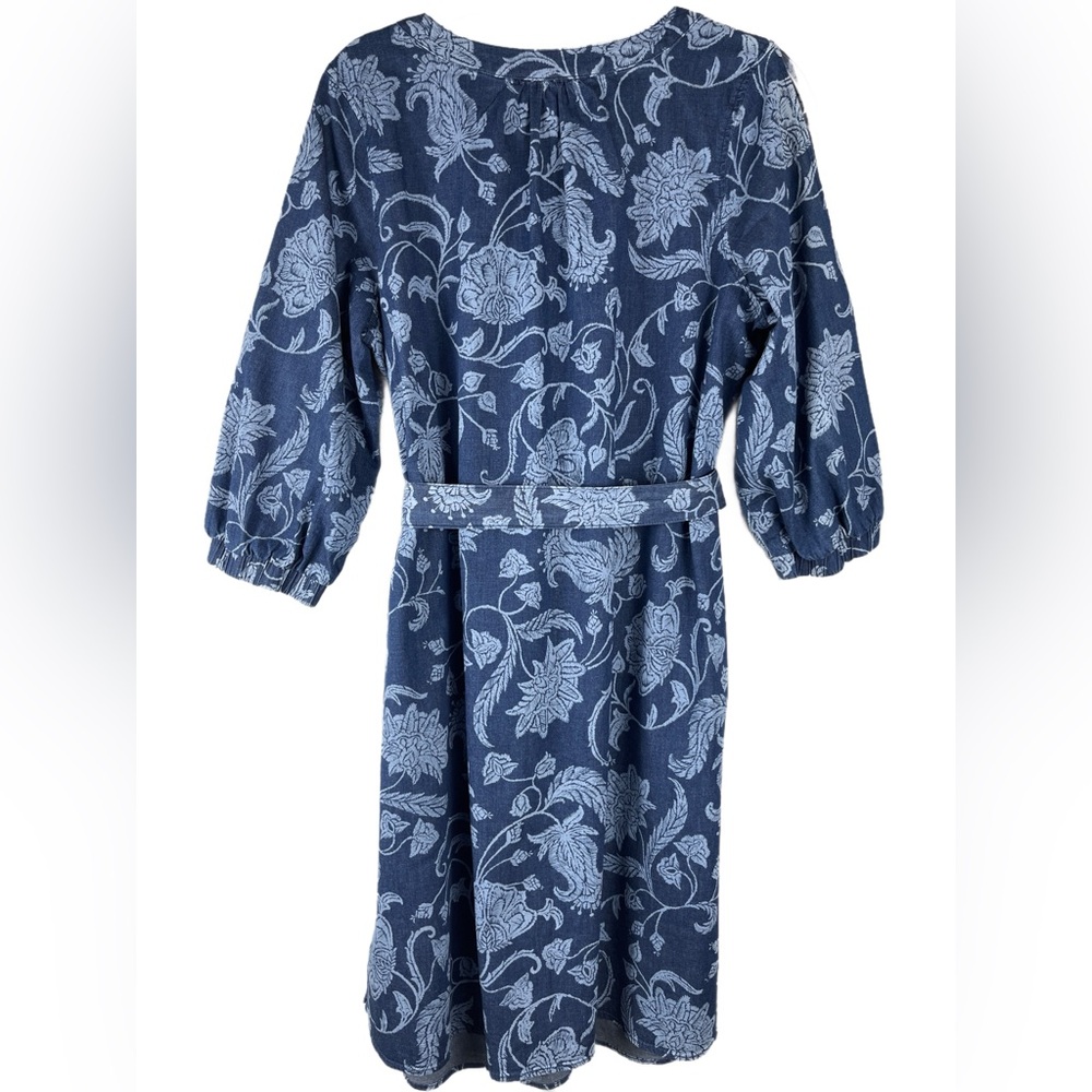 Isaac Mizrahi | Floral Paisley Denim Chambray Blue Dress | 3/4 Sleeves |18W